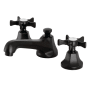 Kingston Brass Hamilton 1.2 GPM Deck Mounted Widespread Bathroom Faucet with Pop-Up Drain Assembly Matte Black