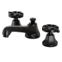 Kingston Brass Belknap 1.2 GPM Deck Mounted Widespread Bathroom Faucet with Pop-Up Drain Assembly Matte Black