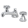 Kingston Brass Belknap 1.2 GPM Deck Mounted Widespread Bathroom Faucet with Pop-Up Drain Assembly Polished Chrome