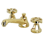 Kingston Brass Belknap 1.2 GPM Deck Mounted Widespread Bathroom Faucet with Pop-Up Drain Assembly Polished Brass