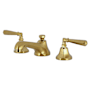 Kingston Brass Metropolitan 1.2 GPM Widespread Bathroom Faucet with Pop-Up Drain Assembly Brushed Brass