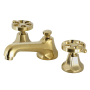 Kingston Brass Belknap 1.2 GPM Deck Mounted Widespread Bathroom Faucet with Pop-Up Drain Assembly Brushed Brass