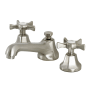 Kingston Brass Hamilton 1.2 GPM Deck Mounted Widespread Bathroom Faucet with Pop-Up Drain Assembly Brushed Nickel