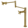 Kingston Brass Millennium 3 GPM Modern Single Hole Pot Filler with Cross Handles Brushed Brass