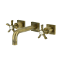 Kingston Brass Hamilton 1.2 GPM Wall Mounted Widespread Bathroom Faucet Antique Brass