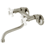 Kingston Brass Kingston 1.2 GPM Wall Mounted Bridge Bathroom Faucet Brushed Nickel