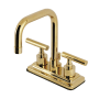 Kingston Brass Manhattan 1.2 GPM Centerset Bathroom Faucet with Pop-Up Drain Assembly Polished Brass