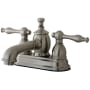 Kingston Brass Naples 1.2 GPM Centerset Bathroom Faucet with Pop-Up Drain Assembly Brushed Nickel
