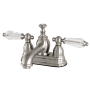 Kingston Brass Wilshire 1.2 GPM Centerset Bathroom Faucet with Pop-Up Drain Assembly Brushed Nickel