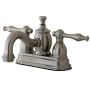 Kingston Brass Naples 1.2 GPM Centerset Bathroom Faucet with Pop-Up Drain Assembly Brushed Nickel