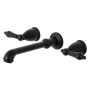 Kingston Brass English Country 1.2 GPM Wall Mounted Widespread Bathroom Faucet Matte Black
