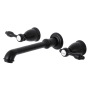 Kingston Brass Tudor 1.2 GPM Wall Mounted Widespread Bathroom Faucet Matte Black