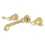 Kingston Brass Tudor 1.2 GPM Wall Mounted Widespread Bathroom Faucet Polished Brass
