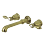 Kingston Brass Tudor 1.2 GPM Wall Mounted Widespread Bathroom Faucet Antique Brass