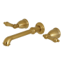 Kingston Brass English Country 1.2 GPM Wall Mounted Widespread Bathroom Faucet Brushed Brass