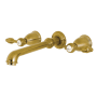 Kingston Brass Tudor 1.2 GPM Wall Mounted Widespread Bathroom Faucet Brushed Brass