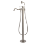 Kingston Brass Paris Floor Mounted Tub Filler – Includes Hand Shower Brushed Nickel