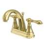 Kingston Brass English Vintage 1.2 GPM Centerset Bathroom Faucet with Pop-Up Drain Assembly Polished Brass