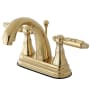 Kingston Brass English Vintage 1.2 GPM Centerset Bathroom Faucet with Pop-Up Drain Assembly Polished Brass