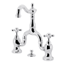 Kingston Brass English Country 1.2 GPM Bridge Bathroom Faucet with Pop-Up Drain Assembly Polished Chrome