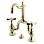 Kingston Brass Essex 1.2 GPM Deck Mounted Bridge Bathroom Faucet with Pop-Up Drain Assembly Polished Brass