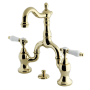 Kingston Brass Bel-Air 1.2 GPM Deck Mounted Bridge Bathroom Faucet with Pop-Up Drain Assembly Polished Brass