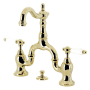 Kingston Brass English Country 1.2 GPM Bridge Bathroom Faucet with Pop-Up Drain Assembly Polished Brass