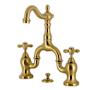 Kingston Brass English Country 1.2 GPM Bridge Bathroom Faucet with Pop-Up Drain Assembly Brushed Brass