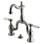 Kingston Brass Bel-Air 1.2 GPM Deck Mounted Bridge Bathroom Faucet with Pop-Up Drain Assembly Brushed Nickel