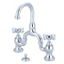 Kingston Brass English Country 1.2 GPM Bridge Bathroom Faucet with Pop-Up Drain Assembly Polished Chrome