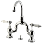 Kingston Brass Bel-Air 1.2 GPM Deck Mounted Bridge Bathroom Faucet with Pop-Up Drain Assembly Polished Chrome
