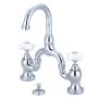 Kingston Brass English Country 1.2 GPM Bridge Bathroom Faucet with Pop-Up Drain Assembly Polished Chrome