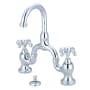 Kingston Brass French Country 1.2 GPM Bridge Bathroom Faucet with Pop-Up Drain Assembly Polished Chrome