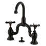 Kingston Brass Essex 1.2 GPM Deck Mounted Bridge Bathroom Faucet with Pop-Up Drain Assembly Oil Rubbed Bronze