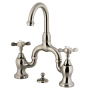 Kingston Brass Essex 1.2 GPM Deck Mounted Bridge Bathroom Faucet with Pop-Up Drain Assembly Brushed Nickel