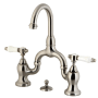 Kingston Brass Bel-Air 1.2 GPM Deck Mounted Bridge Bathroom Faucet with Pop-Up Drain Assembly Brushed Nickel