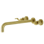 Kingston Brass NuWave Wall Mounted Roman Tub Filler with 13-3/16" Spout Reach Brushed Brass