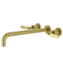 Kingston Brass Whitaker Wall Mounted Roman Tub Filler with 13-3/16" Spout Reach Brushed Brass