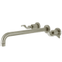 Kingston Brass NuWave Wall Mounted Roman Tub Filler with 13-3/16" Spout Reach Brushed Nickel