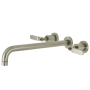 Kingston Brass Whitaker Wall Mounted Roman Tub Filler with 13-3/16" Spout Reach Brushed Nickel