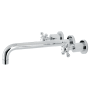 Kingston Brass Metropolitan Wall Mounted Roman Tub Filler with 11-3/16" Spout Reach and Round Escutcheons Polished Chrome