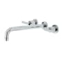 Kingston Brass Manhattan Wall Mounted Roman Tub Filler with Round Escutcheons with 11-3/16" Spout Reach Polished Chrome
