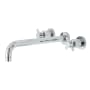 Kingston Brass Concord Wall Mounted Roman Tub Filler with 11-3/16" Spout Reach, Round Escutcheons, and Cross Handles Polished Chrome