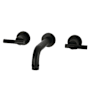 Kingston Brass Convergent 1.2 GPM Wall Mounted Widespread Bathroom Faucet with Knurled Lever Handles Matte Black