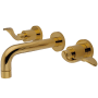 Kingston Brass NuWave 1.2 GPM Wall Mounted Widespread Bathroom Faucet Polished Brass