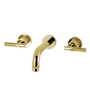 Kingston Brass Convergent 1.2 GPM Wall Mounted Widespread Bathroom Faucet with Knurled Lever Handles Polished Brass