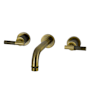 Kingston Brass Convergent 1.2 GPM Wall Mounted Widespread Bathroom Faucet with Knurled Lever Handles Antique Brass