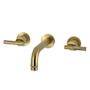 Kingston Brass Convergent 1.2 GPM Wall Mounted Widespread Bathroom Faucet with Knurled Lever Handles Brushed Brass