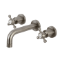 Kingston Brass Metropolitan 1.2 GPM Wall Mounted Widespread Bathroom Faucet Brushed Nickel