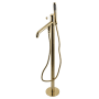 Kingston Brass Paris Floor Mounted Tub Filler with Built-In Diverter – Includes Hand Shower Brushed Brass